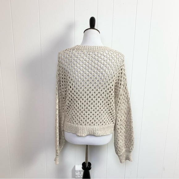 Roller Rabbit Beige Sweater Crewneck Pullover Loose Open Knit Boxy Fit Sz. Small - Picture 2 of 12